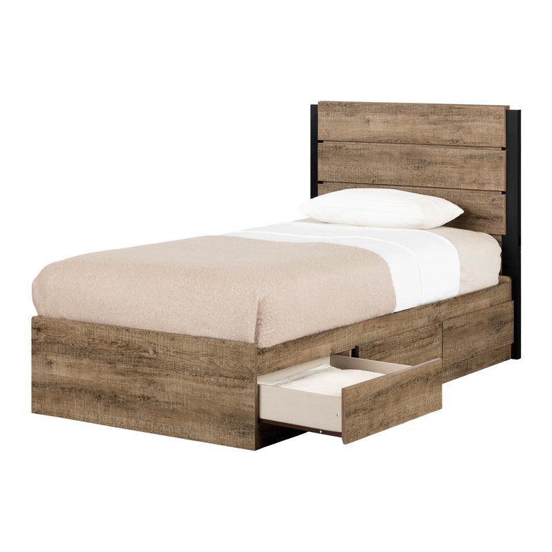 Ensemble lit matelot 3 tiroirs et tête de lit simple 39" Arlen - Chêne vieilli
