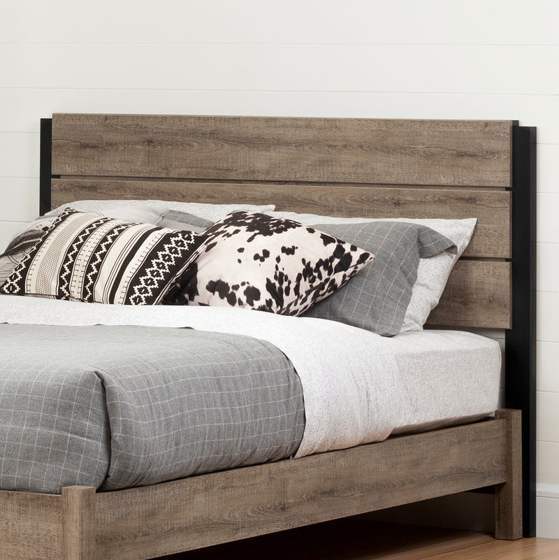 Platform Bed Set Double 54'' Munich Weathered Oak and Matte Black 