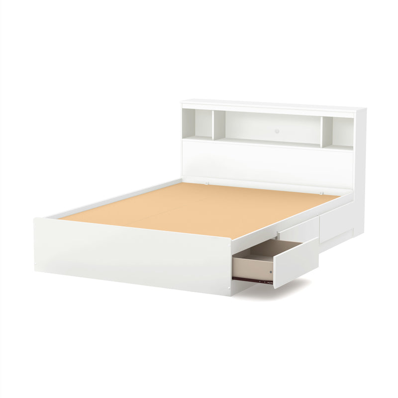 Ensemble lit matelot double 54" avec tête de lit bibliothèque Reevo - Blanc solide