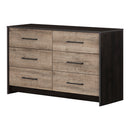 6-Drawer Double Dresser  Londen Weathered Oak and Ebony 12229