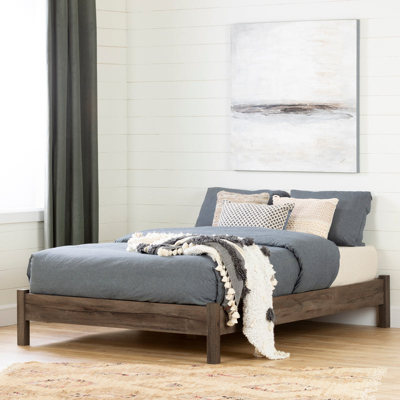 Lit plateforme double 54" Fynn - Chêne d'automne