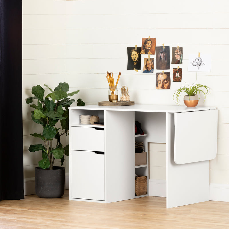 Table de bricolage avec rabat Crea-Blanc solide