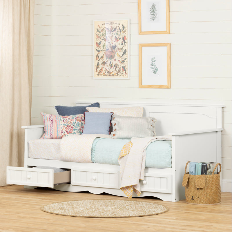 Lit de jour avec rangement simple 39" Savannah - Blanc solide