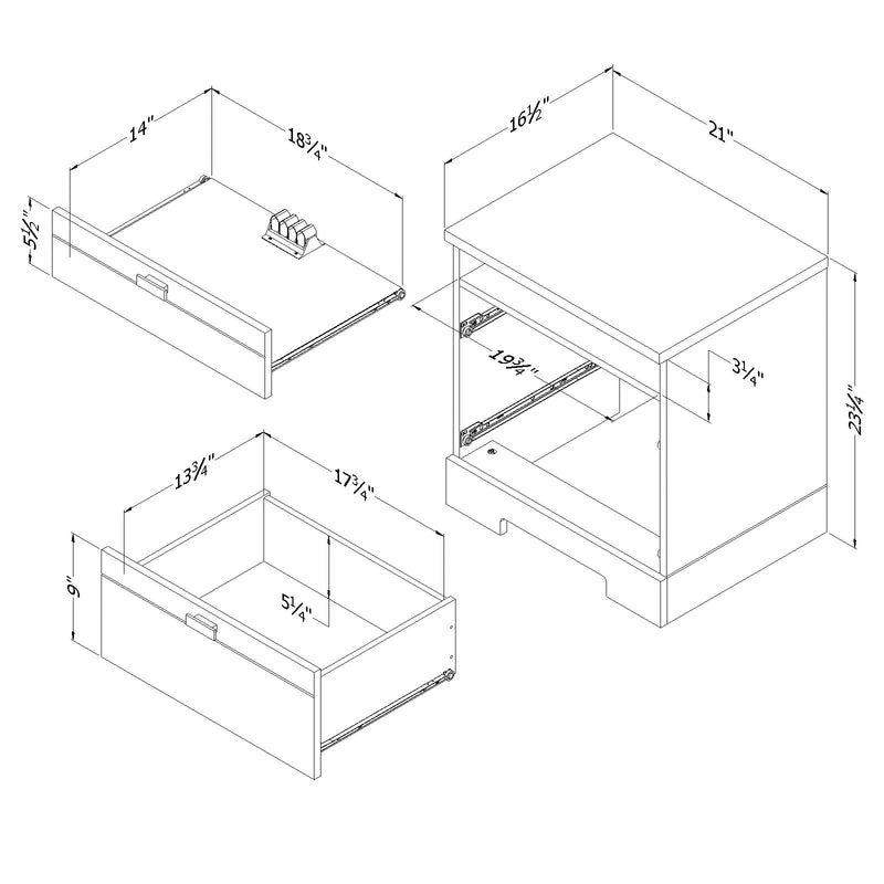 Table de chevet avec organisateur de fils Reevo - Blanc solide