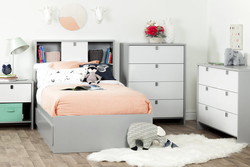 Lit matelot 3 tiroirs simple 39" Cookie - Gris clair