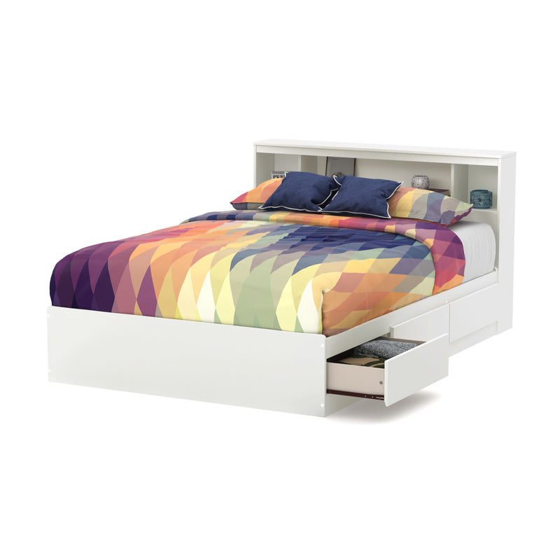 Ensemble lit matelot avec tête de lit bibliothèque double 54" Reevo - Blanc solide