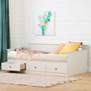 Lit de jour avec rangement simple 39" Plenny - Blanc antique