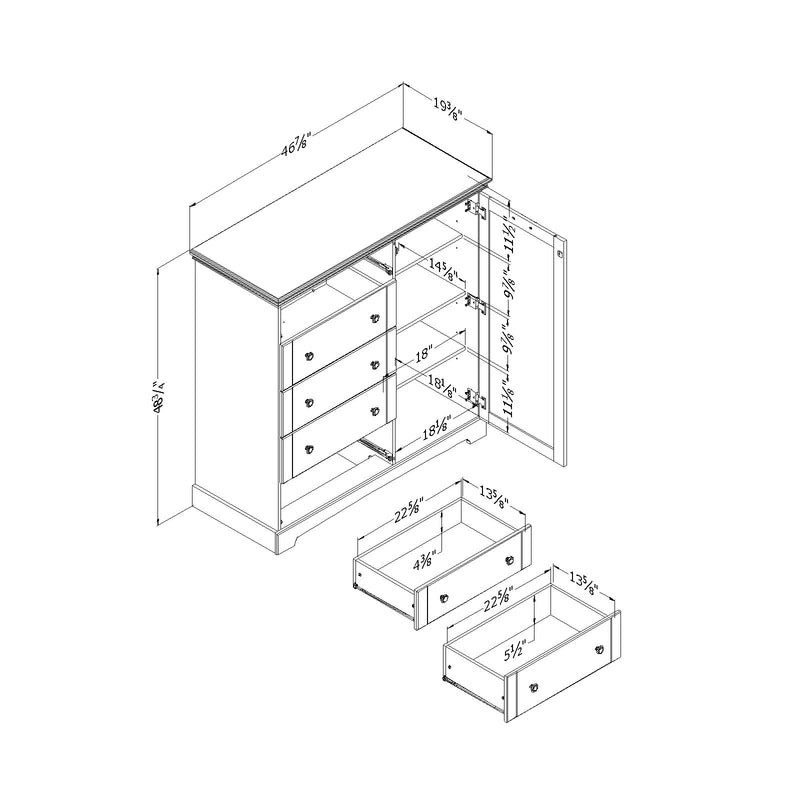 Commode à porte 5 tiroirs Avilla - Chêne d'automne