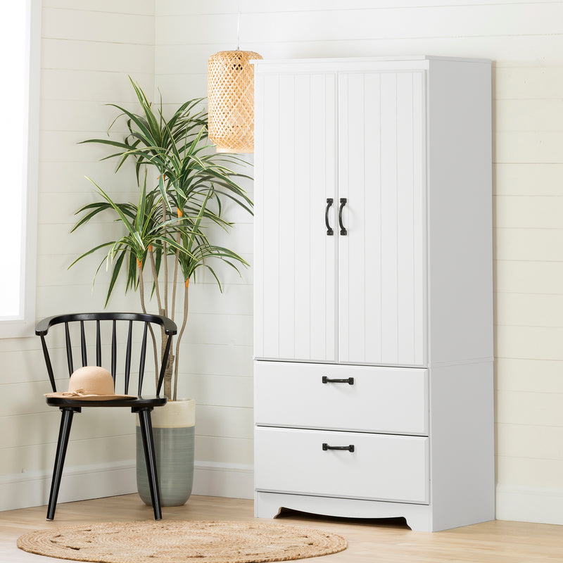 Armoire penderie Farnel - Blanc solide