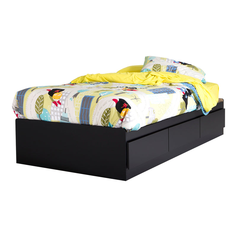 Lit matelot 3 tiroirs simple 39" Vito-Noir solide
