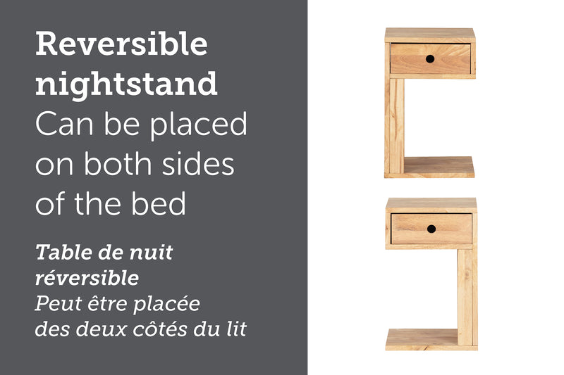 Table de chevet en bois massif Sweedi - Bois naturel