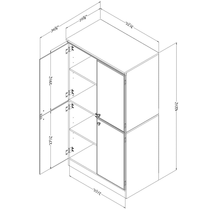 Armoire de rangement 4 portes Morgan-Chêne vieilli