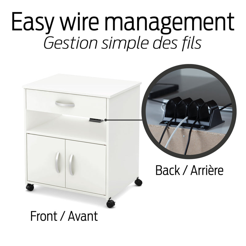 Rangement à imprimante sur roulettes Axess - Blanc solide