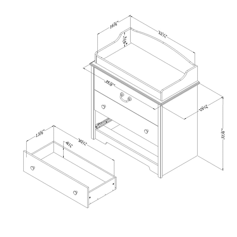 Table à langer avec tiroirs Aviron - Myrtille