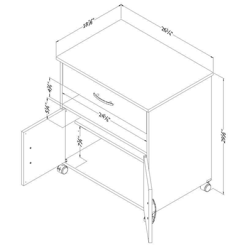 Rangement à imprimante sur roulettes Axess - Cerisier royal