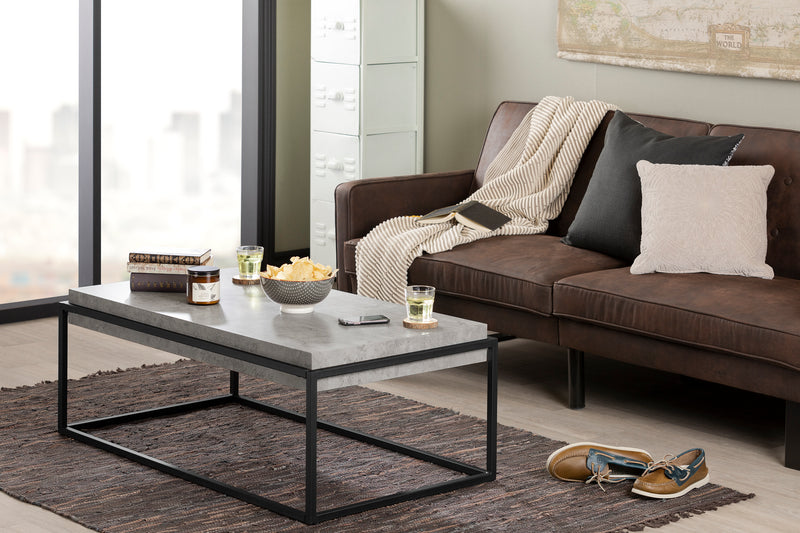 Modern Industrial Coffee Table  Mezzy Concrete Gray and Black 12066