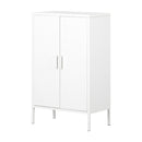 Meuble de rangement avec 2 portes en métal Crea-Blanc solide