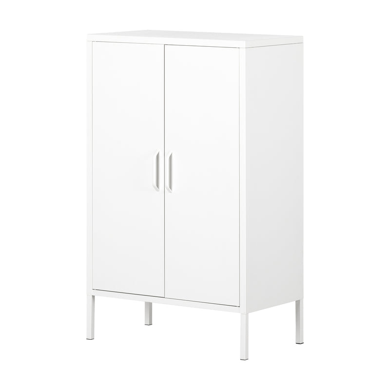 Meuble de rangement avec 2 portes en métal Crea-Blanc solide