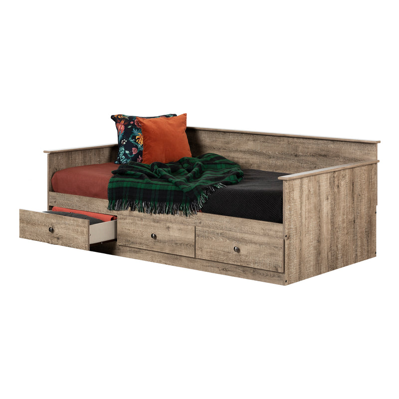 Lit de jour avec rangement simple 39" Tassio - Chêne vieilli