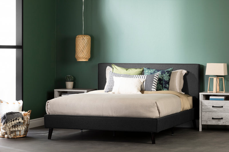 Complete Upholstered Bed Queen 60'' Gravity Charcoal Gray 12123