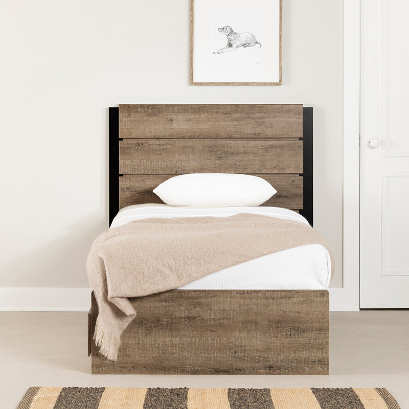 Ensemble lit matelot 3 tiroirs et tête de lit simple 39" Arlen - Chêne vieilli