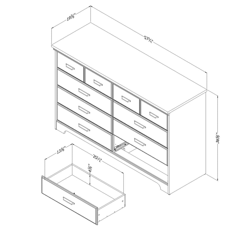 Bureau double 8 tiroirs Versa - Érable cendré