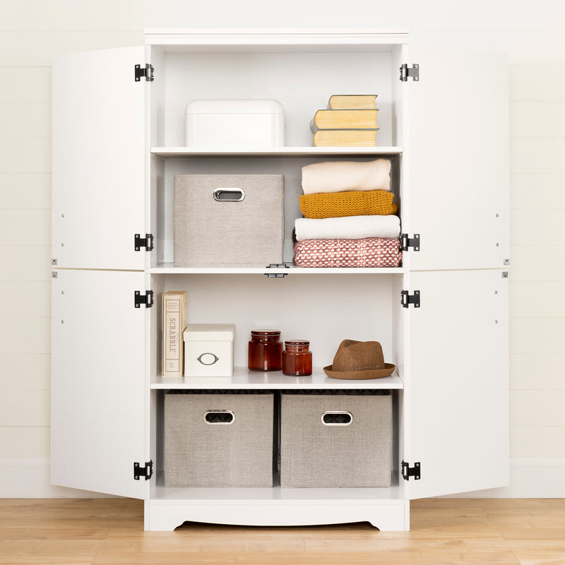 Armoire de rangement avec 4 portes Farnel - Blanc solide