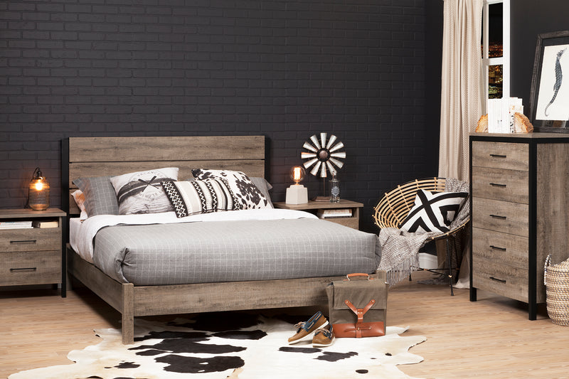 Munich Industrial Headboard Aged oak and matt black 10494