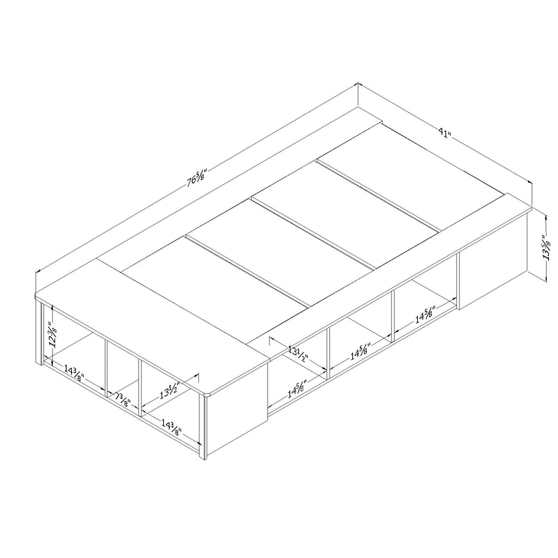 Lit plateforme 39"avec paniers Flexible - Blanc solide