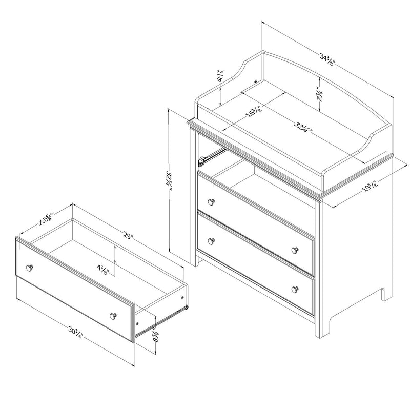 Cotton Candy 3 Drawer Changing Table -- Pure White