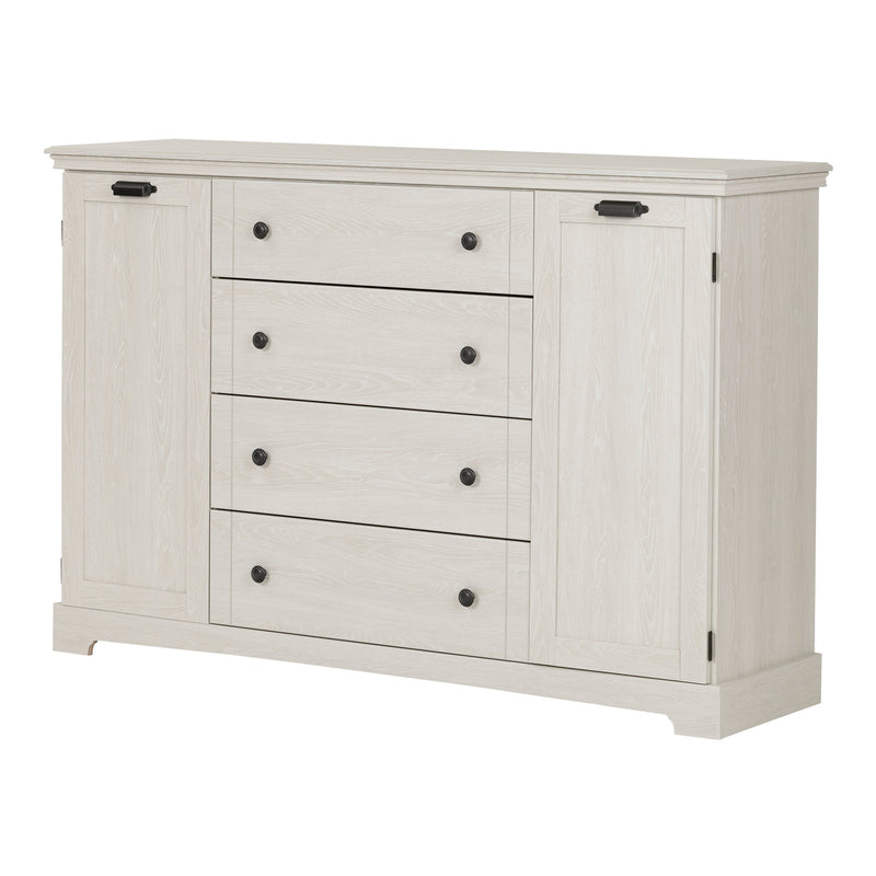 Commode 4 tiroirs avec portes Avilla - Chêne hivernal