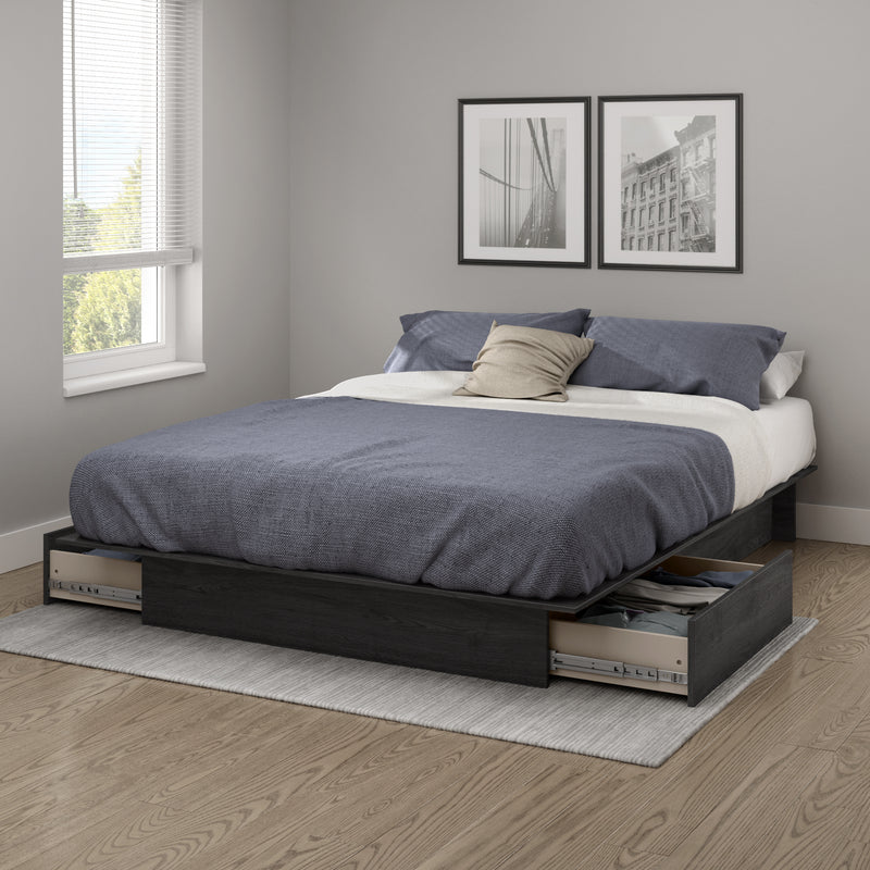 Platform Bed Double 54'' Step One Gray Oak 10446