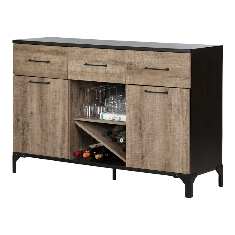 Buffet with Wine Storage  Valet Weathered Oak and Ebony 10710