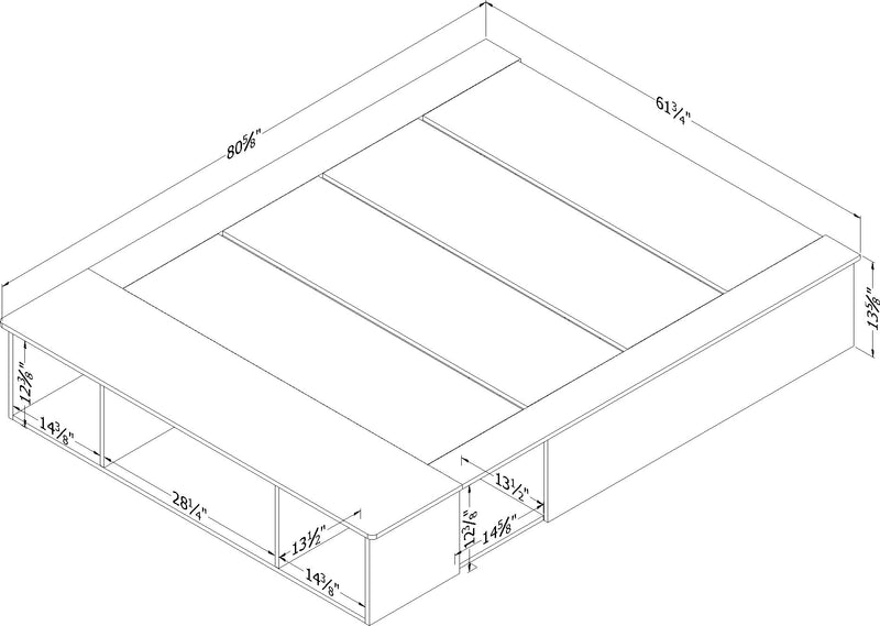 Lit avec rangement queen 60" Vito - Noir solide