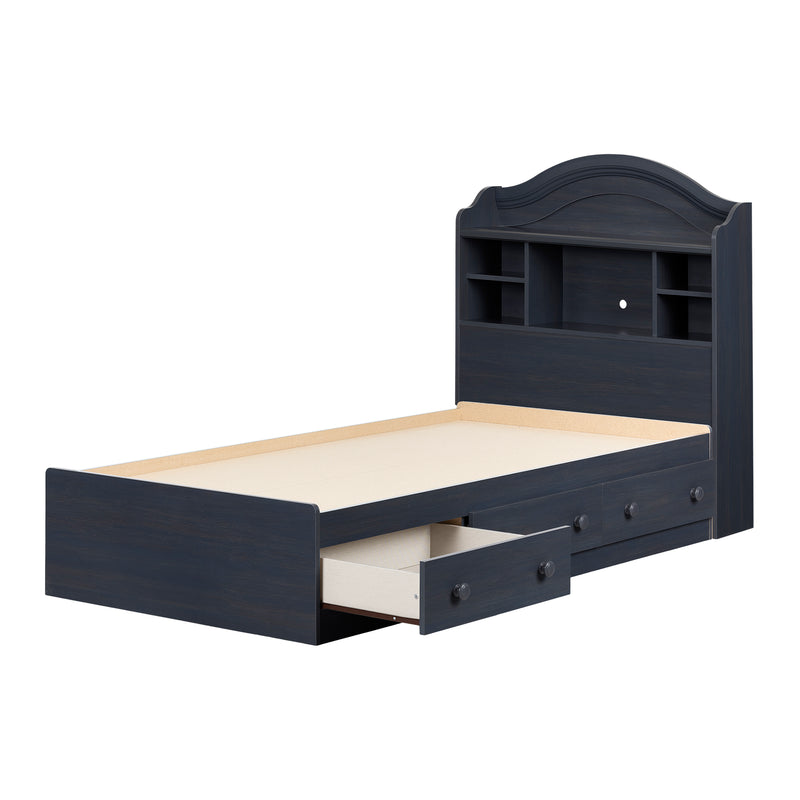 Ensemble lit matelot et tête de lit bibliothèque simple 39" Summer Breeze - Myrtille