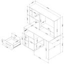 Bureau de travail pour ordinateur Annexe - Chêne gris