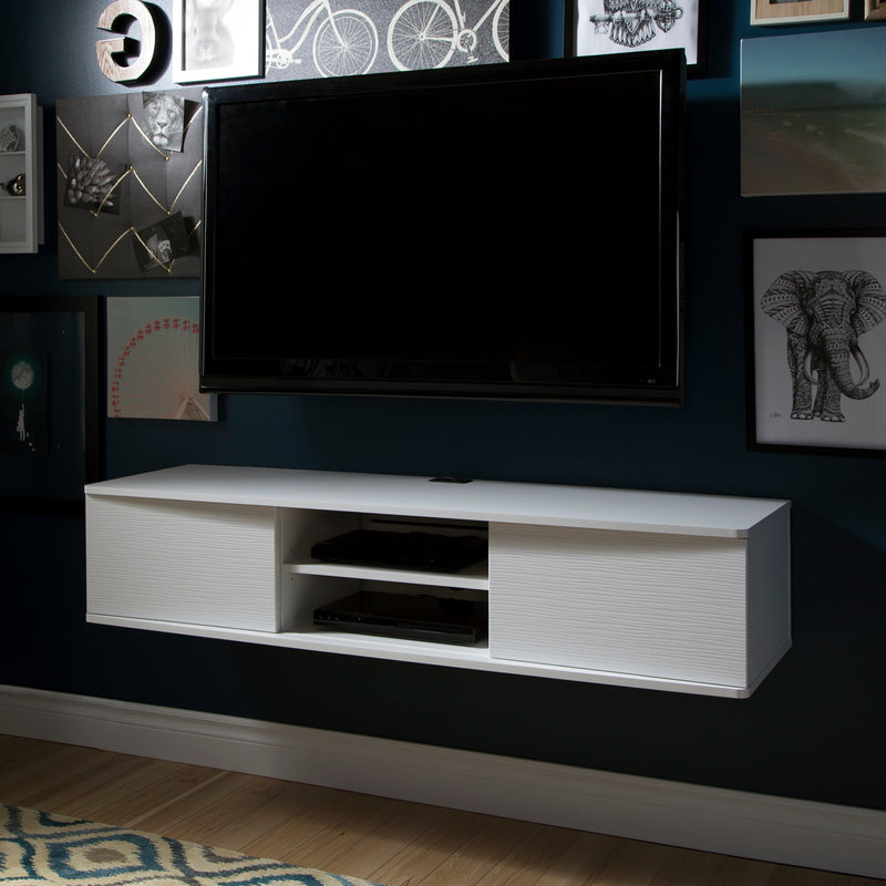 56" Wall Mounted Media Console  Agora Pure White 9029676