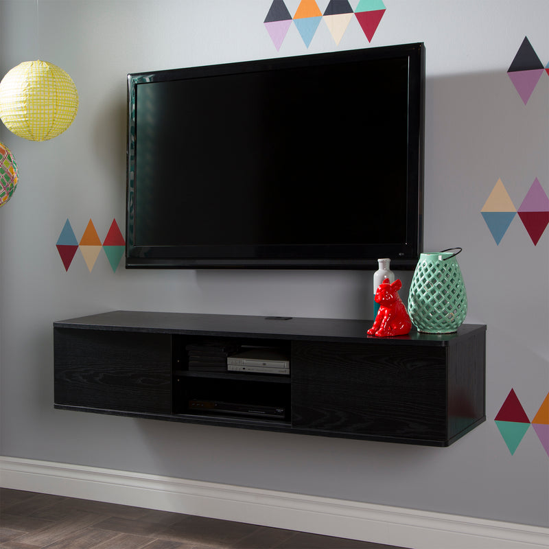 56" Wall Mounted Media Console  Agora Black Oak 9030676