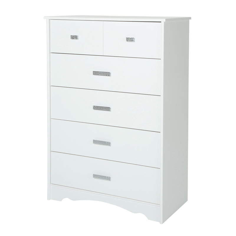 Commode 5 Tiroirs Tiara - Blanc Solide