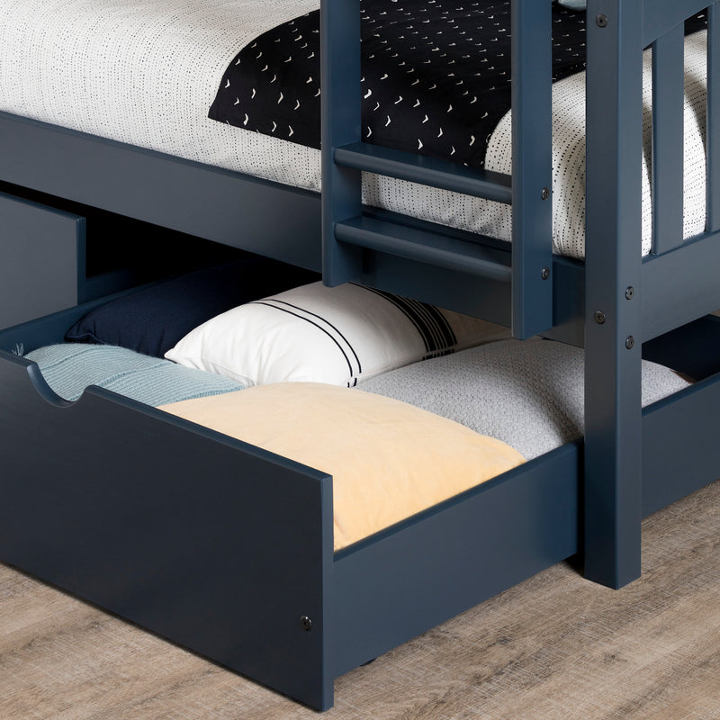 Lit superposé en bois massif avec tiroirs de rangement 39"/39" Ulysses - Myrtille