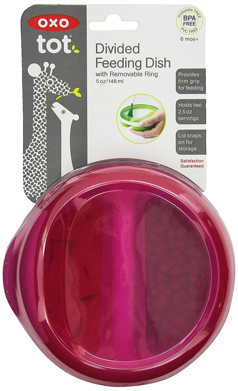 Divided Feeding Dish with Removable Ring - Pink
