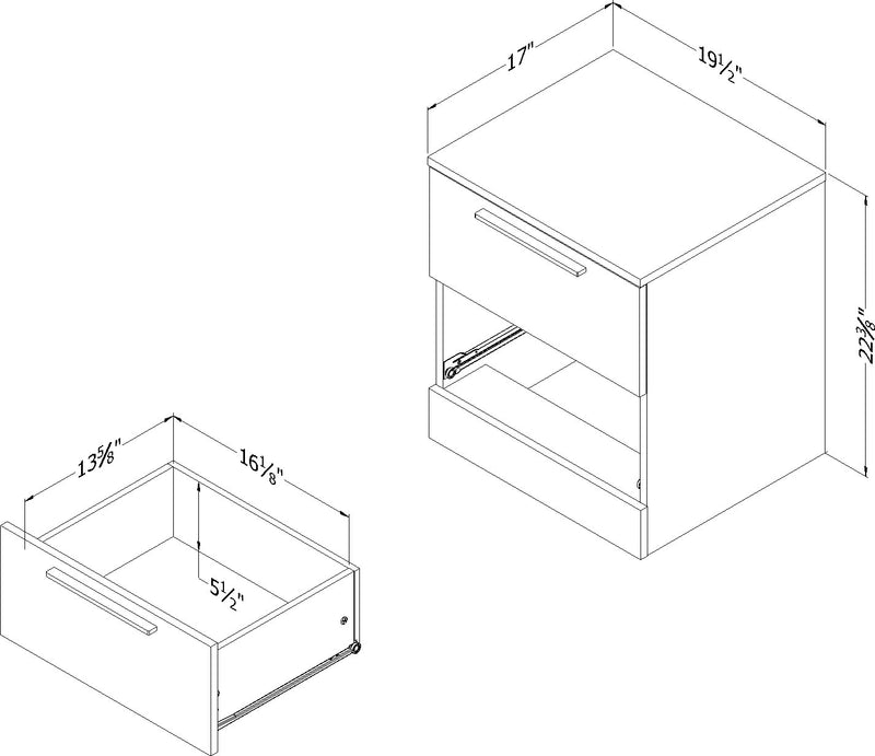 2-Drawer Nightstand  Step One Essential Gray Oak 12417