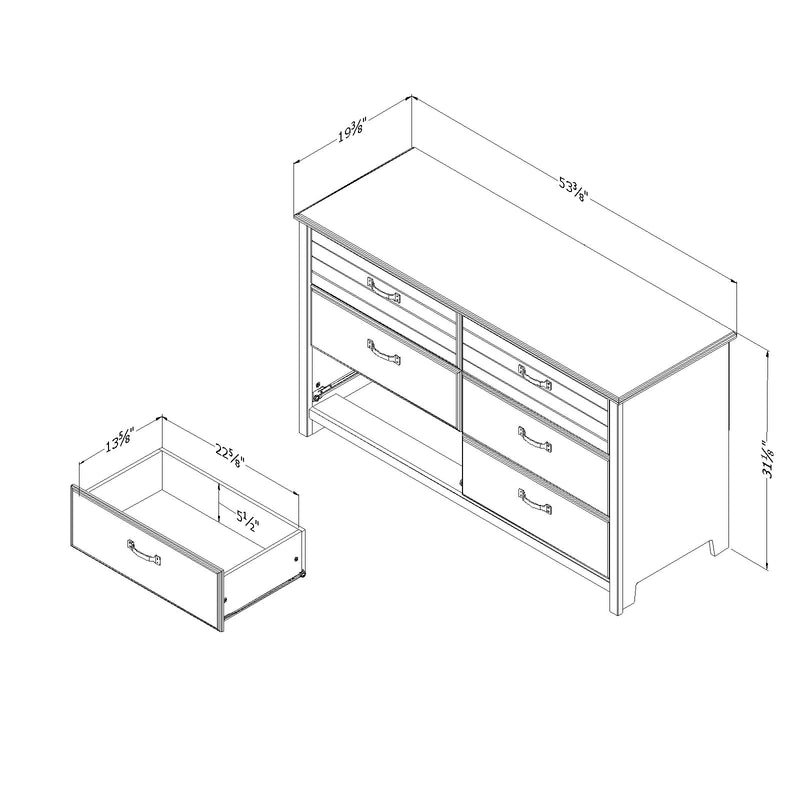 Bureau double 6 tiroirs Ulysses - Chêne d'automne