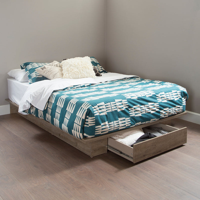 Platform Bed with drawer Double 54'' Holland Weathered Oak 9075215