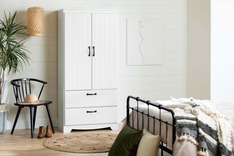 Armoire penderie Farnel - Blanc solide