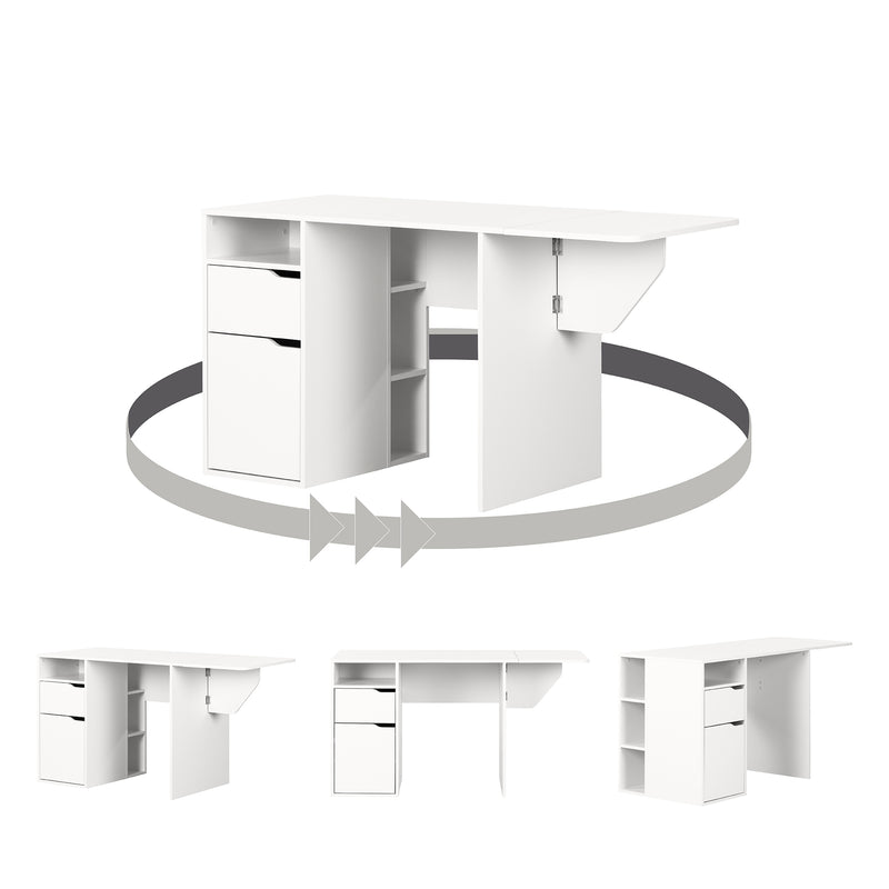 Table de bricolage avec rabat Crea-Blanc solide