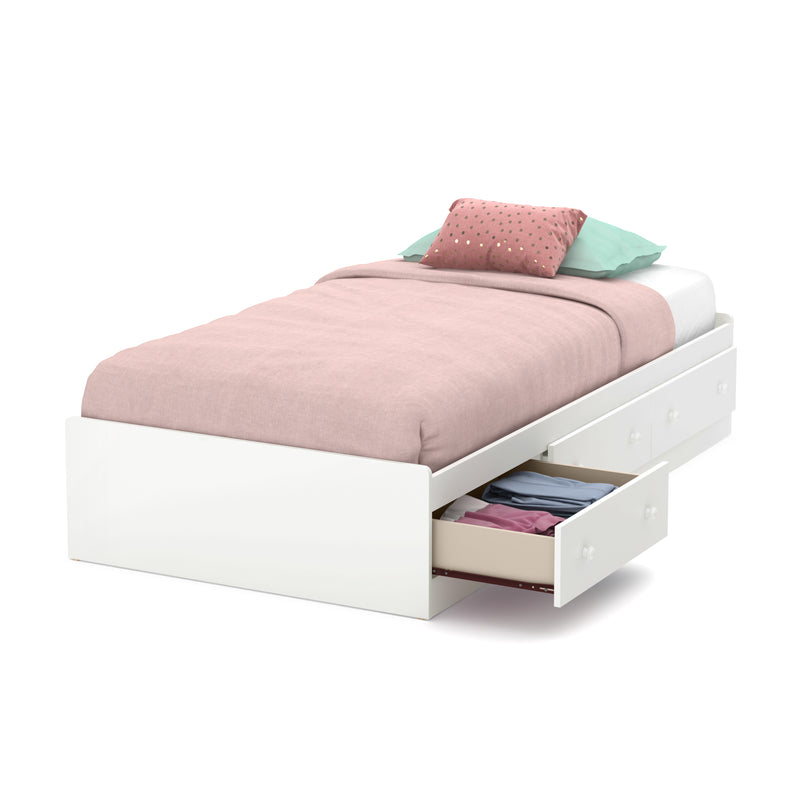 Mates Bed with 3 Drawers Simple 39'' Little Smileys Pure White 10479