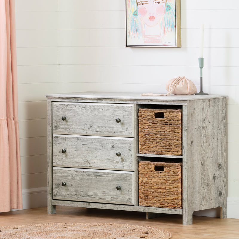 Cotton Candy - 3 Drawer Chest with Baskets -- Seaside Pine