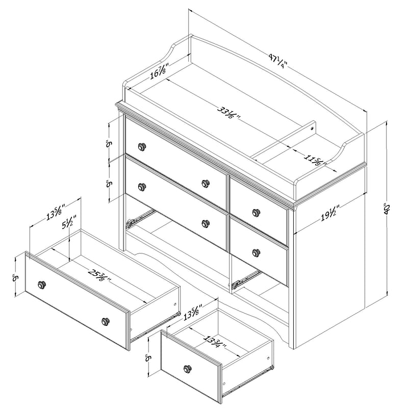 Changing table 6 drawers - Angel