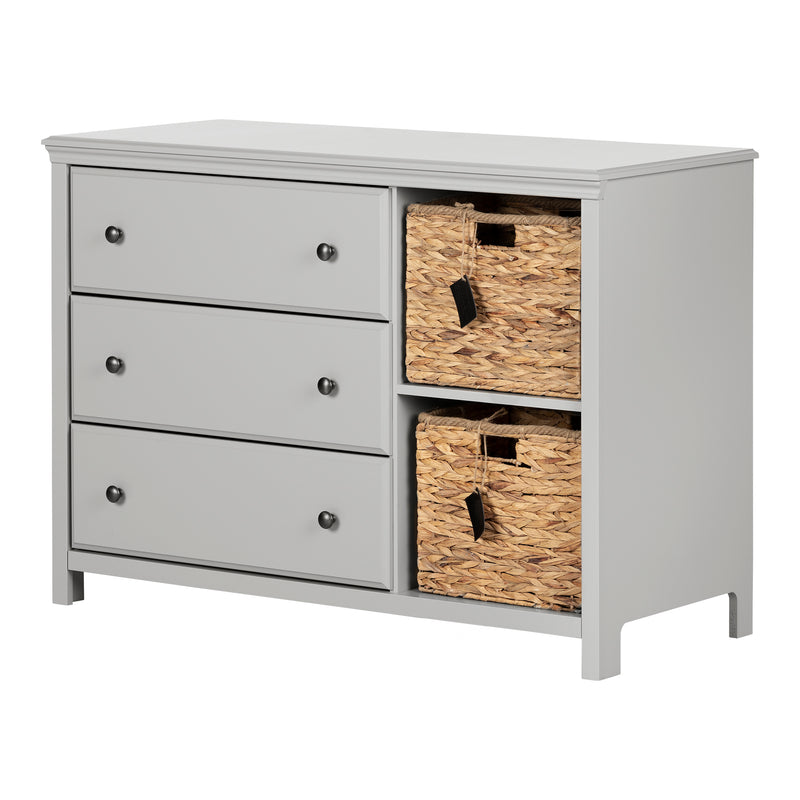Cotton Candy - Chest of 3 drawers with baskets - Light Gray